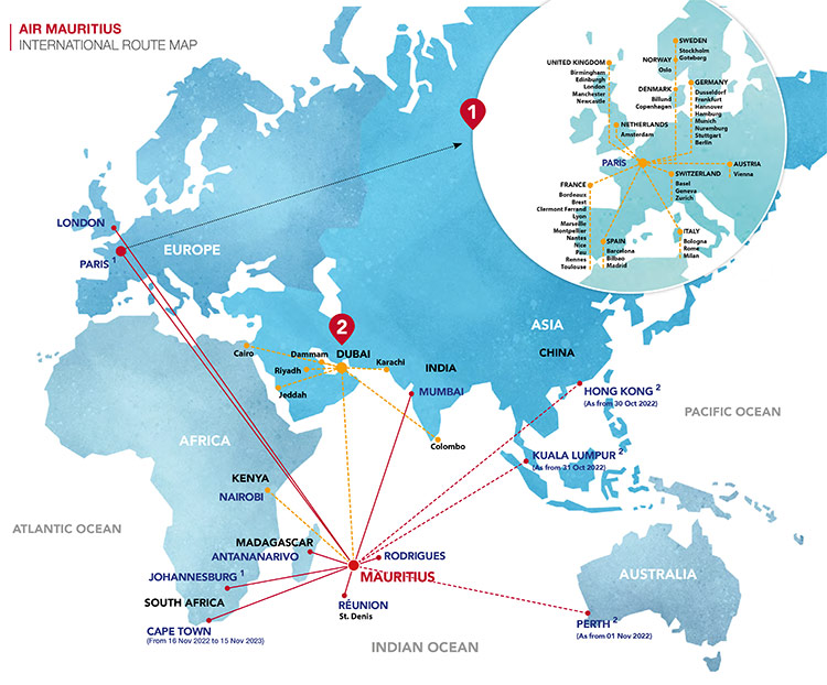 Air Mauritius network