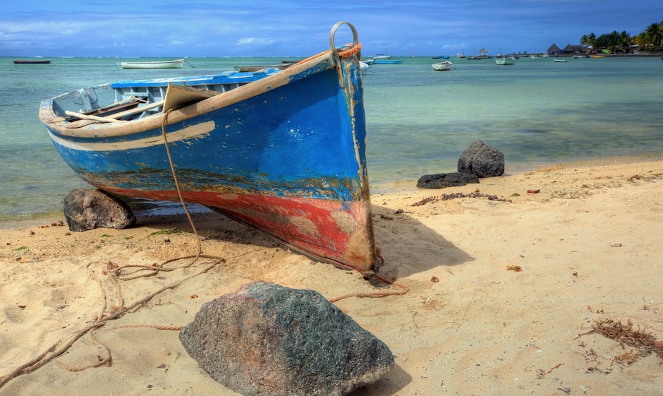 Old wooden pirogue Mauritius
